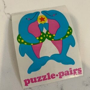 1983 Vintage Puzzle-Pairs Dolphins Sticker